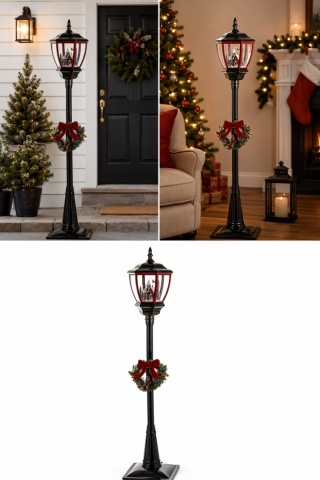 Latarnia 180cm LED ruchoma scenka wirujący śnieg 8 mel. (179881) zasilacz