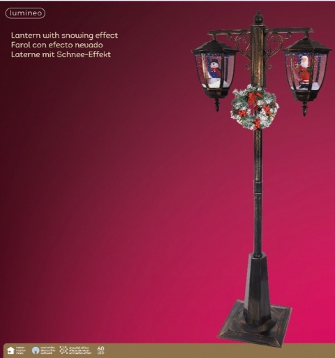 Double-arm street lamp, 180 cm, 60 LEDs, swirling snow (489732)