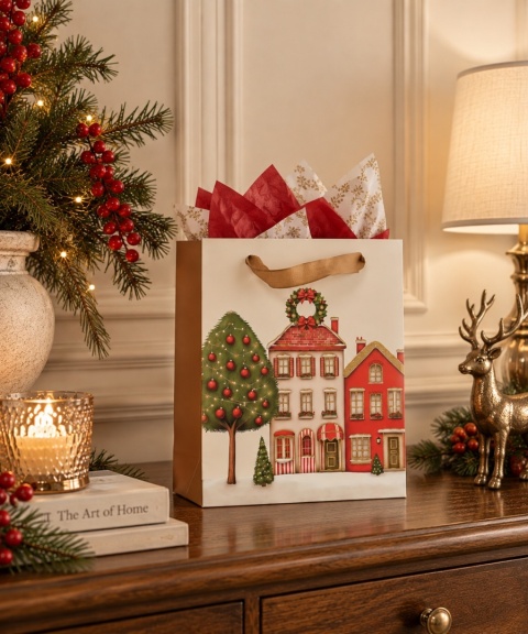Small townhouse gift bag with a wreath (374209)