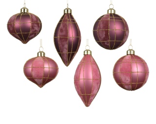 8cm glass bauble, matte purple velvet finish (071839)