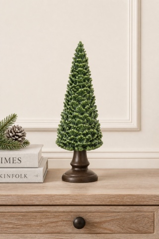 Green ceramic Christmas tree with glitter on a base (172550)