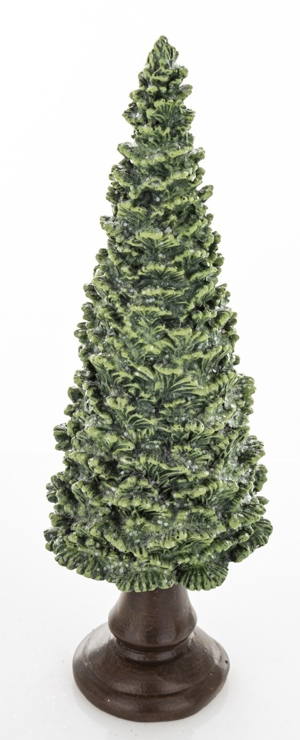 Choinka ceramiczna 23cm na podstawie zielona z brokatem (172550)