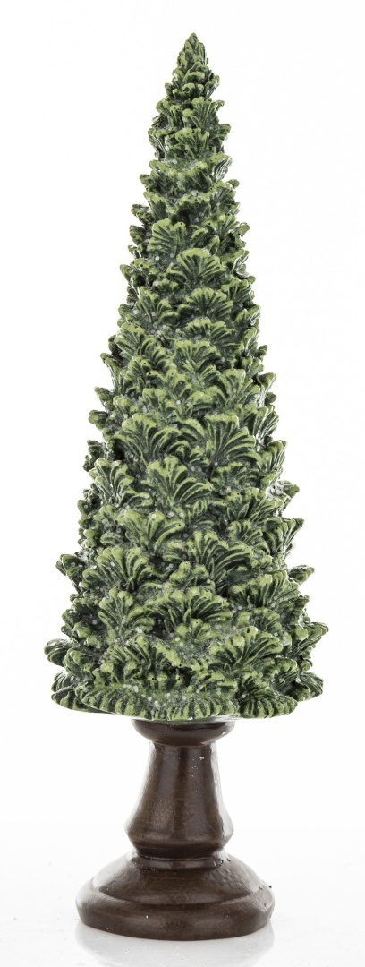 Choinka ceramiczna 23cm na podstawie zielona z brokatem (172550)