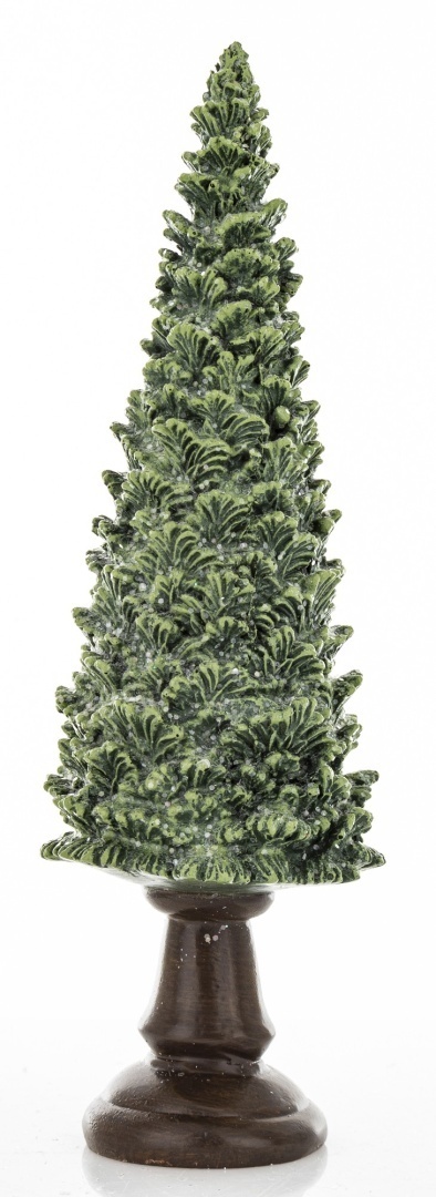 Choinka ceramiczna 23cm na podstawie zielona z brokatem (172550)