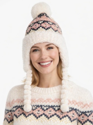 Pink alpine hat with braids (600150599)