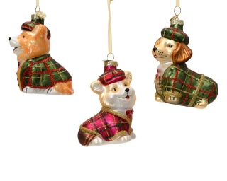 Glass ornament: Dachshund in a green matte outfit (123881)