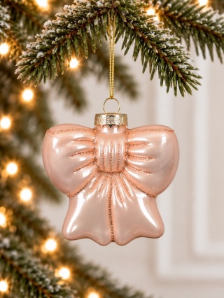 Glass ornament: Pink opal bow (123940)