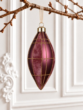 Matte purple velvet-finish glass icicle ornament (071839)