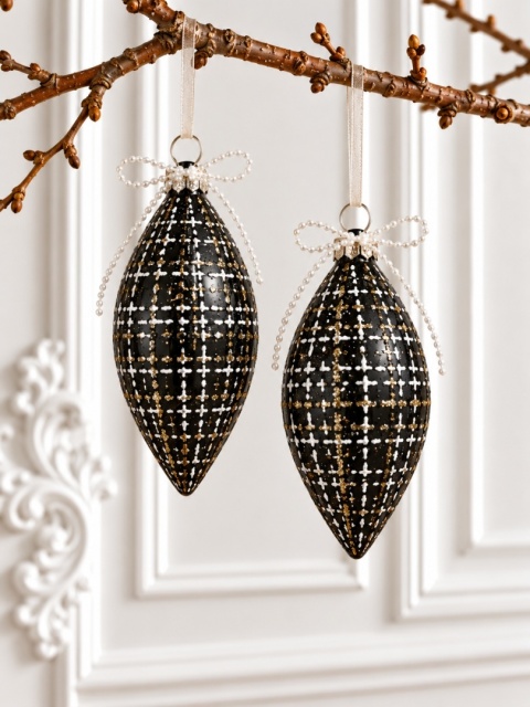 Set of 2 black glass icicles "Coco Elegance" (071859)