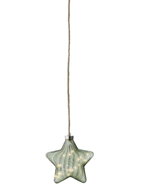 Gwiazda szklana 20cm transparentna khaki 15LED(487599)