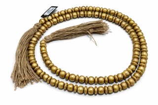 Matte gold wooden bead necklace, length 180 cm (IB0057)