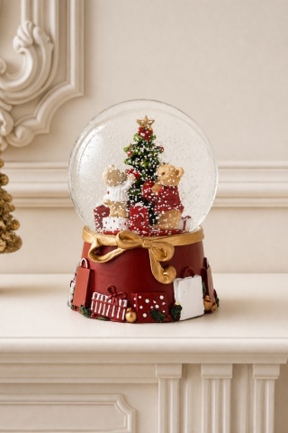 Water globe with teddy bears, Christmas tree and music box(124948)