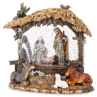 Nativity scene with LED water ball with swirling glitter carol (181293)