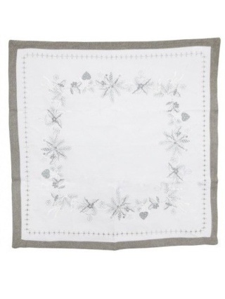 Obrus biało szary 85*85cm z gałązkami (QFH18-04) -50%