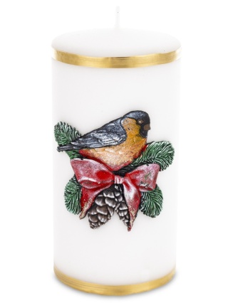 Large white pillar candle 70x170 - Winter Bird (174310)
