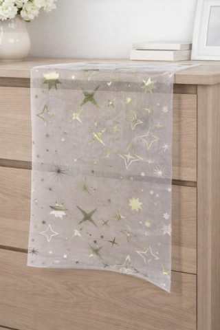 Organza srebrna w gwiazdki 36*200cm (211506)-30%