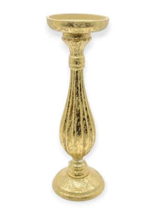 Świecznik drewniany 34cm złoty przecierany wysoki (TG74271-2)