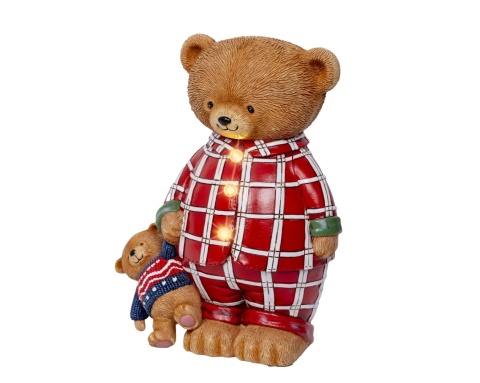 Miś LED w piżamce z misiem poliresin (488257)