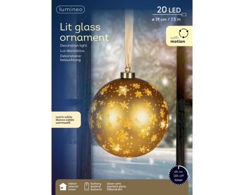 Bombka szklana fi 19cm złota 25LED wirująca (481525)