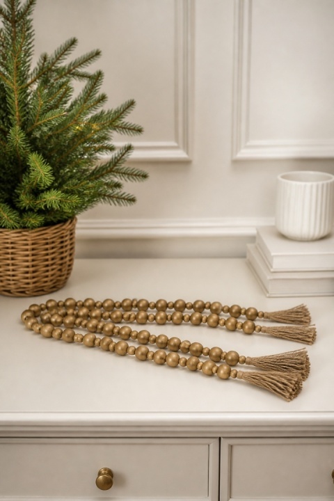 Matte gold wooden beads (KP0274)