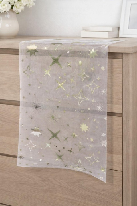 Organza srebrna w gwiazdki 36*200cm (211506)-30%