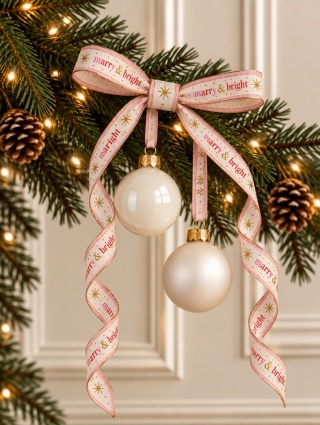 Wstążka materiałowa beżowa "Merry bright" (201901) wąska