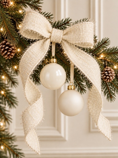 White fabric ribbon with shaped edge (201898)