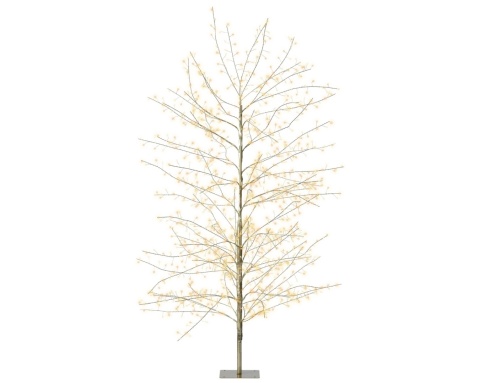 Drzewko 150cm metalowe złote 1350LED ciepłe +bursztyn. (491609)