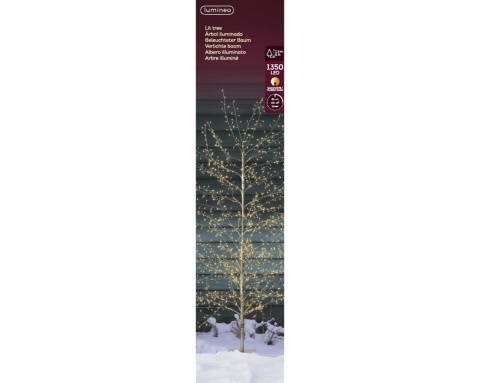 Drzewko 150cm metalowe złote 1350LED ciepłe +bursztyn. (491609)