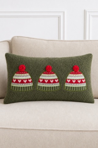30x50 cm cushion, dark green with small hat pattern (520226)