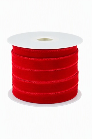 Red velour ribbon on a spool 200 x 0.8 cm (554812)