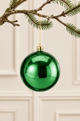 Dark green plastic bauble, 12 cm (538607)