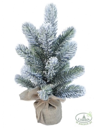 Choinka PE DELUX 35cm "śnieg" w worku jutowym (DC2052)L-20%