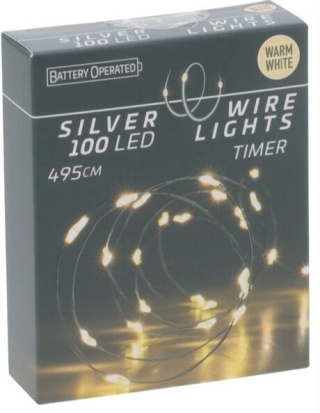 Lampki na druciku 100LED ciepłe 495cm timer na baterie (AX9731540)