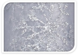 Organza biało/srebrna śnieżynka srebrny brokat (513441)
