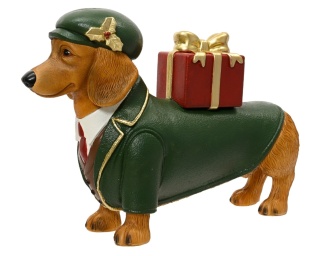 Ceramic dachshund in a green outfit (703759)