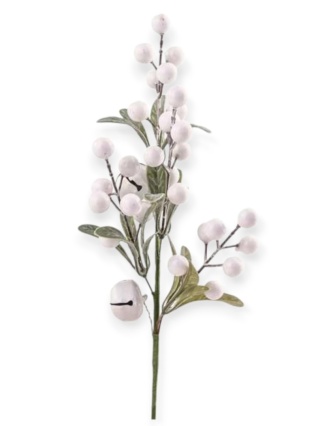 Mistletoe sprig 37cm white fruit and bells (CV37192)
