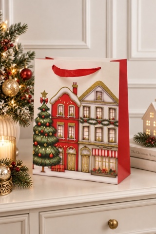 Townhouse with Christmas Tree Gift Bag (374210)