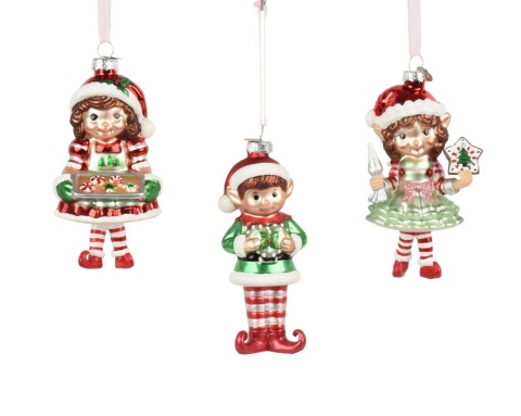 Glass ornament: Girl elf with a tray (123949)