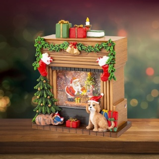 LED fireplace with scene, music, and swirling glitter (488742)