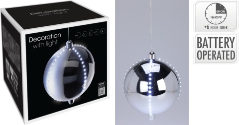 Snowball srebrny 15cm śnieżny wodospad 19LED (XX8310600)