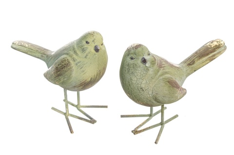 Ptaszek ceramiczny szałwia + złoto prawy (ART18024)