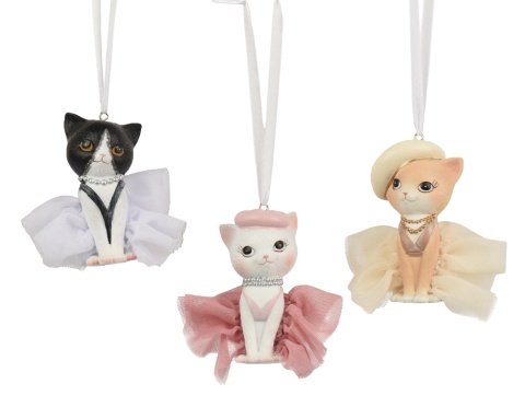 Zawieszka kotka elegantka żółte ubranko poliresin (703634)