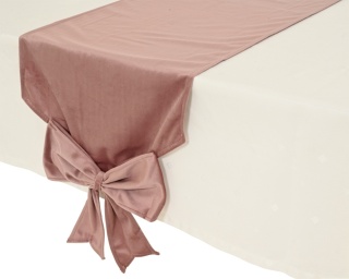 Bieżnik róż welur 150x32cm z kokardą (614599)