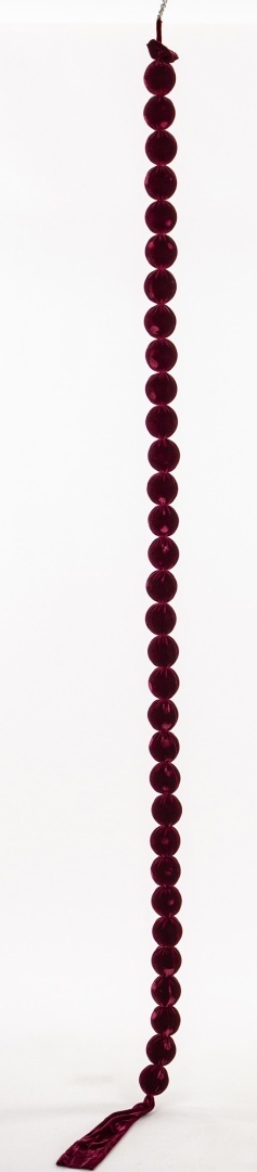 Girlanda świąteczna łańcuch z bombek korale dekoracyjne 4cm burgund welur (186233)
