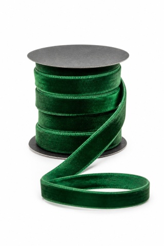 Dark green velvet ribbon on a spool, 200 x 0.8 cm (554812)