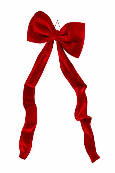 Very large red velvet bow with streamers and shaped edges (SX1188)