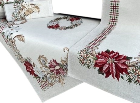 Obrus gobelin Chenille 140x220cm GWIAZDA BETLEJEMSKA (TX0010-1272)