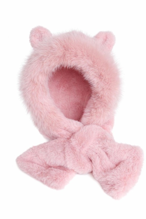 Czapka komin futrzak z uszami różowa (600165399)