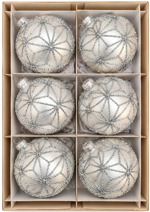 Bombki 80 dekorowane ornament op.6szt.: LODOWA MOZAIKA